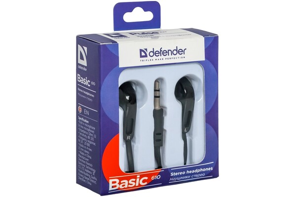 Słuchawki DEFENDER Basic 610 Dokanałowe Przewodowe czarny