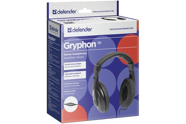 Słuchawki DEFENDER Gryphon 751 Nauszne Przewodowe czarny