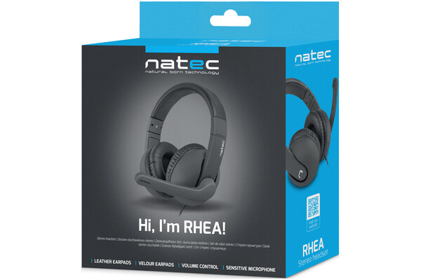 Słuchawki NATEC Rhea Nauszne Przewodowe czarny