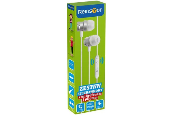 Słuchawki Reinston EZS004 Dokanałowe Przewodowe biały