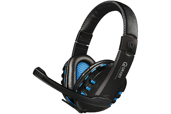 Słuchawki Q-SMART QSHPS004 Nauszne Przewodowe czarno-niebieski