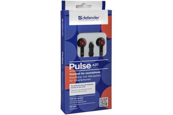 Słuchawki DEFENDER Pulse 420 Dokanałowe Przewodowe czarno-czerwony