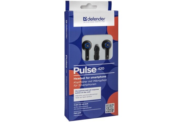 Słuchawki DEFENDER Pulse 420 Dokanałowe Przewodowe czarno-niebieski