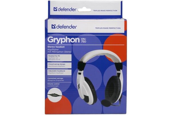 Słuchawki DEFENDER Gryphon 750 Nauszne Przewodowe biały