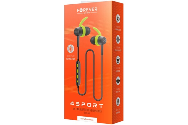 Słuchawki FOREVER BSH400 4sport Dokanałowe Bezprzewodowe zielony