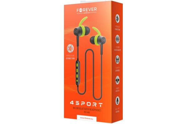 Słuchawki FOREVER BSH400 4sport Dokanałowe Bezprzewodowe zielony