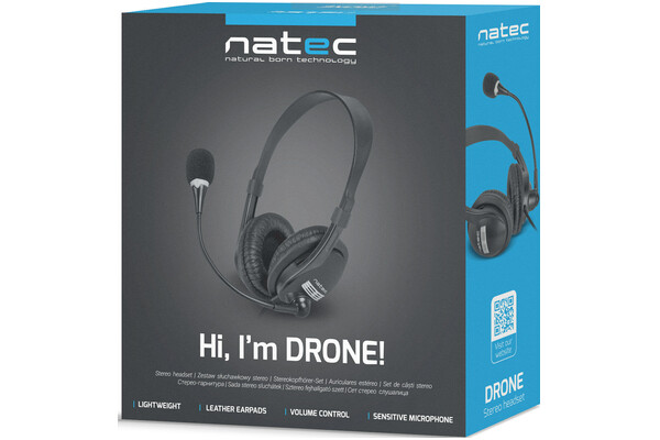 Słuchawki NATEC Drone Nauszne Przewodowe czarny