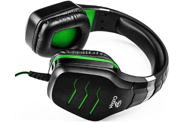 Słuchawki Q-SMART QSHXB050 Nauszne Przewodowe czarno-zielony