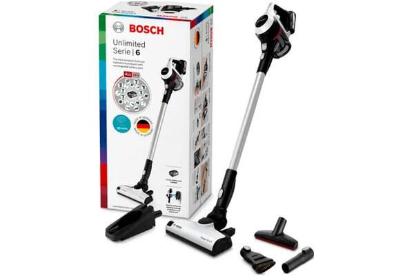 Odkurzacz Bosch BCS611AM Unlimited pionowy z pojemnikiem biało-czarny