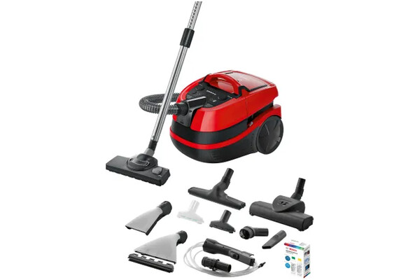 Odkurzacz Bosch BWD421PET AquaWash&Clean tradycyjny z pojemnikiem 2100W czerwony