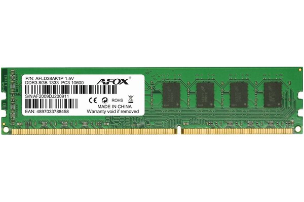 Pamięć RAM AFOX AFLD38AK1P 8GB DDR3 1333MHz 1.5V 11CL