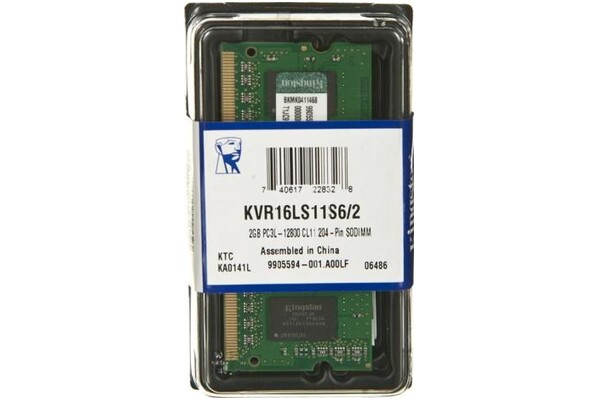Pamięć RAM Kingston KVR16LS11S62 2GB DDR3 1600MHz 1.35V 11CL