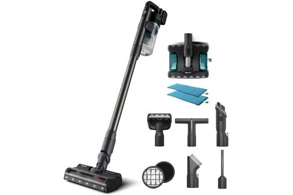 Odkurzacz Philips XC805701 Aqua 8000 pionowy bezworkowy niebiesko-szary