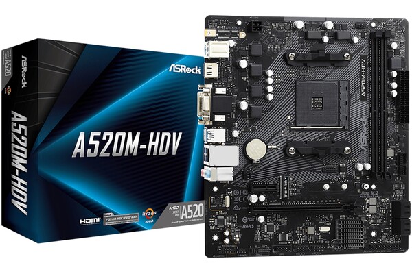 Płyta główna ASrock A520M -HDV Socket AM4 AMD A520 DDR4 microATX