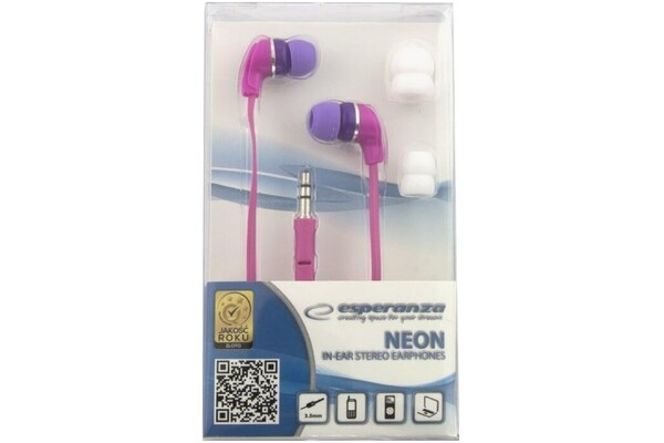 Słuchawki Esperanza EH147P Neon Dokanałowe Przewodowe różowy