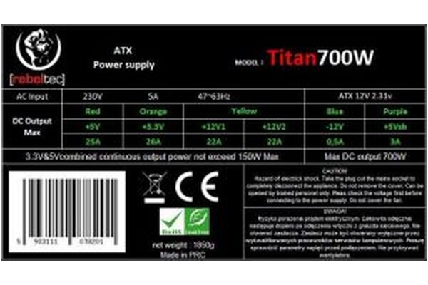 Rebeltec Titan 700W ATX