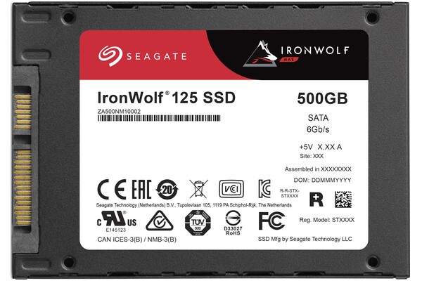 Dysk wewnętrzny Seagate ZA500NM1A002 Ironwolf 125 SSD SATA (2.5") 500GB
