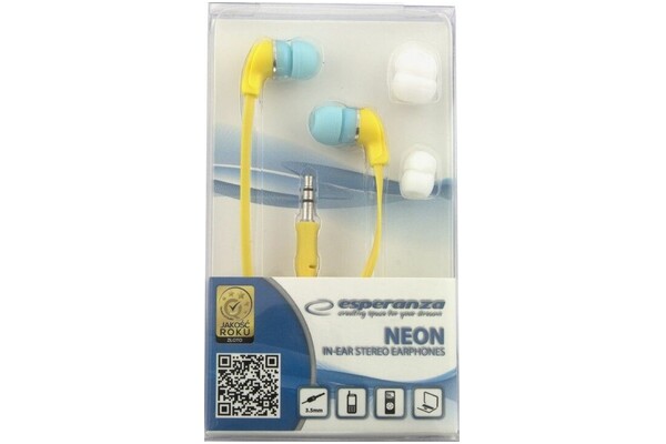 Słuchawki Esperanza EH147Y Neon Dokanałowe Przewodowe żółty