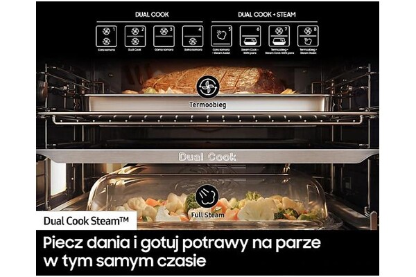 Piekarnik do zabudowy Samsung NV7B5765RAK Dual Cook elektryczny Parowy czarny
