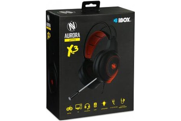 Słuchawki iBOX X3 Aurora Nauszne Przewodowe czerwony