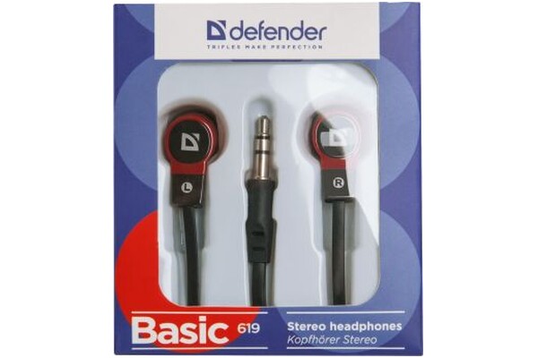 Słuchawki DEFENDER Basic 619 Dokanałowe Przewodowe czerwony
