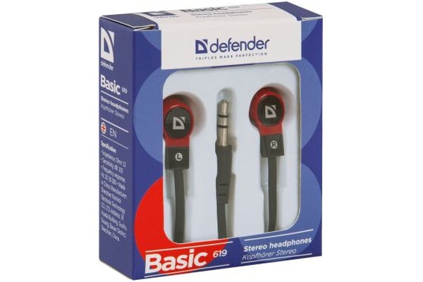 Słuchawki DEFENDER Basic 619 Dokanałowe Przewodowe czerwony