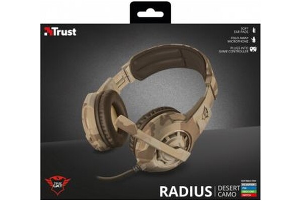 Słuchawki Trust GXT310D Radius Nauszne Przewodowe brązowy