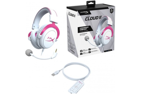 Słuchawki HYPERX Cloud 2 Nauszne Przewodowe biało-różowy