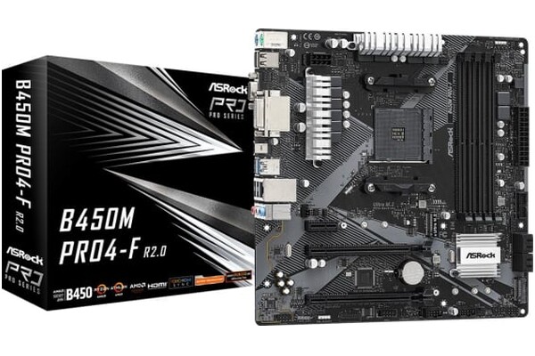 Płyta główna ASrock B450M Pro4-F R2.0 Socket AM4 AMD B450 DDR4 miniATX