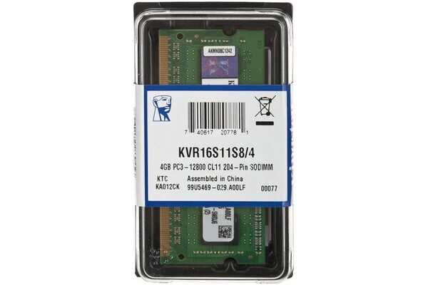 Pamięć RAM Kingston ValueRAM KVR16S11S84 4GB DDR3 1600MHz 1.5V