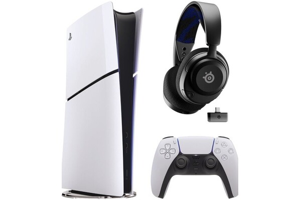 Konsola Sony PlayStation 5 Slim 1024GB biało-czarny + słuchawki STEELSERIES