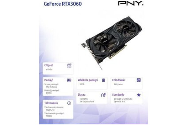 Karta graficzna PNY RTX 3060 Uprising 12GB GDDR6