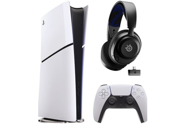 Konsola Sony PlayStation 5 Slim Digital 1024GB biało-czarny + słuchawki STEELSERIES