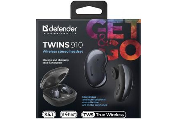 Słuchawki DEFENDER Twins 910 Douszne Bezprzewodowe czarny