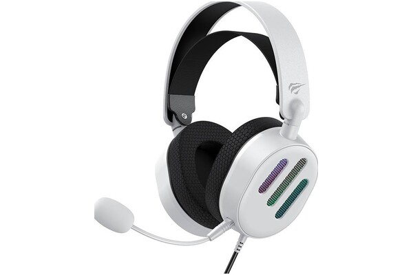 Słuchawki Havit H2038U RGB Nauszne Przewodowe biały