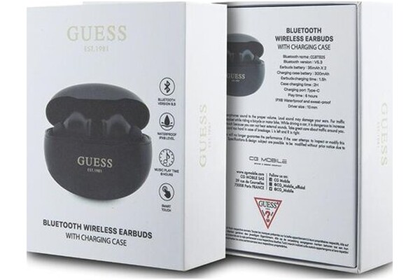 Słuchawki Guess GUTWST50EK Classic EST Dokanałowe Bezprzewodowe czarny