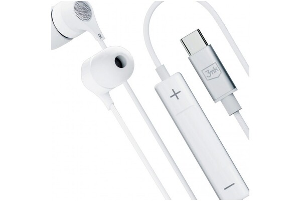 Słuchawki 3MK Słuchawki przewodowe Dokanałowe Przewodowe biały