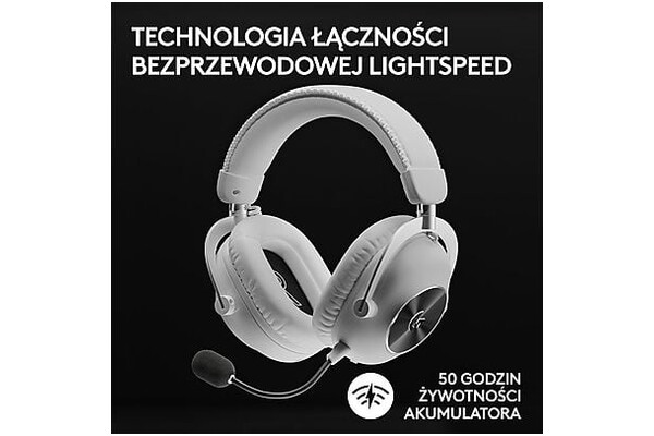 Słuchawki Logitech G Pro X Lightspeed Nauszne Przewodowe biało-srebrny