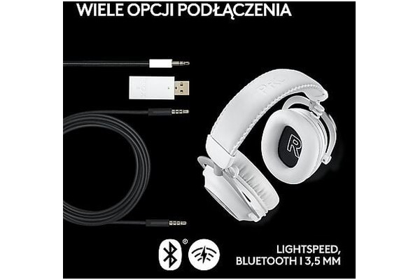 Słuchawki Logitech G Pro X Lightspeed Nauszne Przewodowe biało-srebrny