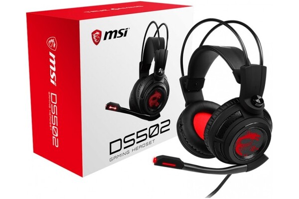 Słuchawki MSI DS502 Nauszne Przewodowe czarno-czerwony