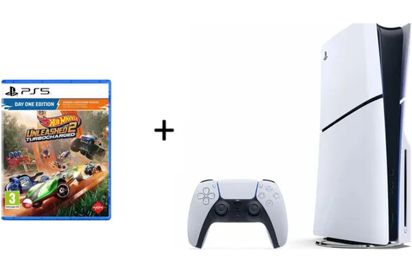 Konsola Sony PlayStation 5 Slim 1TB biały + Hot Wheels Unleashed 2 - Turbocharged Day One Edition PS5