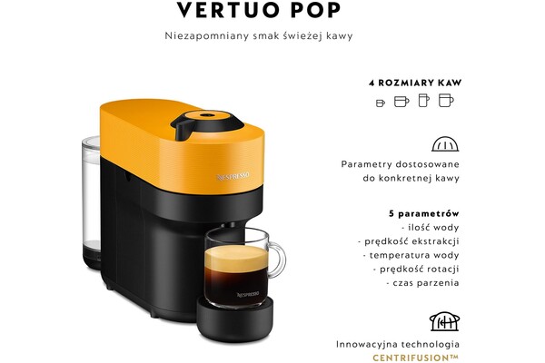 Ekspres De’Longhi Vertuo Pop ENV90Y kapsułkowy czarno-żółty