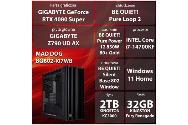 Mad Dog BQ802-I07WBV2 Intel Core i7 32GB DDR5 NVIDIA GeForce RTX 4080 Super 16GB 2TB SSD Windows 11 Home