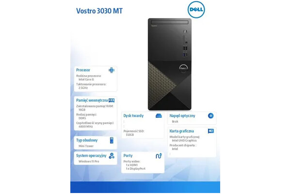 DELL Vostro 3030 Intel Core i5 16GB DDR5 500GB SSD Windows 11 Professional