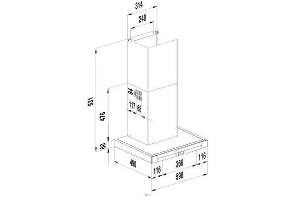 Okap kuchenny Przyścienny Beko HCB62741BGH 60.0cm Beżowo-stalowy