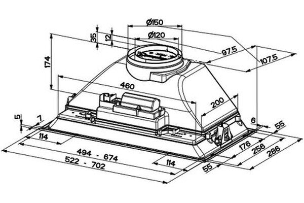 Okap kuchenny Wkład Franke Box FBI XS 70.0cm Stalowy
