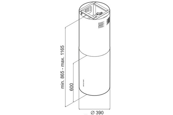 Okap kuchenny wyspowy - tuba VDB Tube 39.0cm czarny
