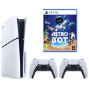 Konsola Sony PlayStation 5 Slim 1TB biało-czarny + Astro Bot + pad bezprzewodowy DualSense - 2 szt.