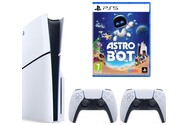 Konsola Sony PlayStation 5 Slim 1TB biało-czarny + Astro Bot + pad bezprzewodowy DualSense - 2 szt.