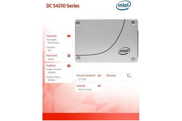 Dysk wewnętrzny Intel DCS4510 SSD SATA (2.5") 960GB